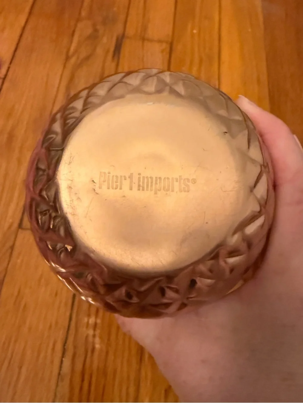 Pier 1 Rose Gold Pineapple Cocktail Server with Metal Straw